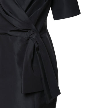 Short Sleeve Mermaid Gown in Black Silk