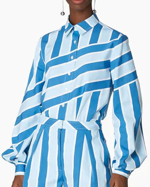 Blue and Light Blue Wide Striped Shirt