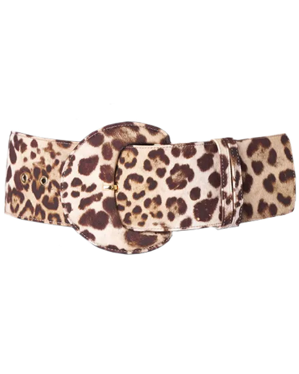 Leopard Print Demi Lune Buckle Belt