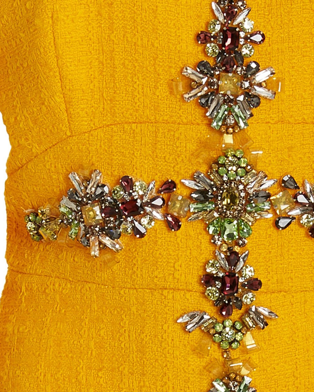 Goldenrod Embellished Tweed Mini Dress