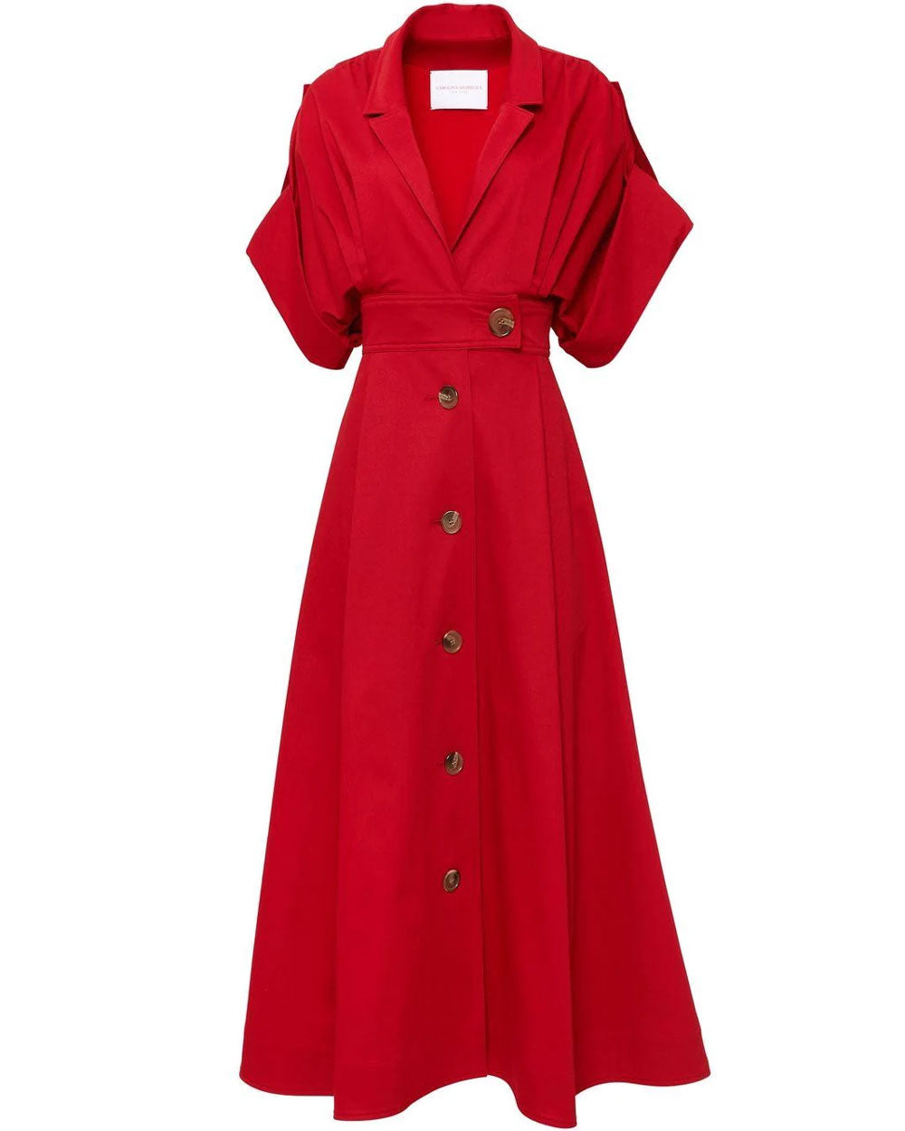 Icon Red Cuff Sleeve Button Down Shirt Dress