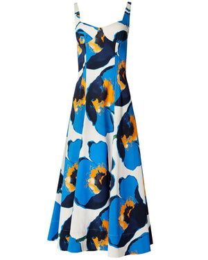 Lupine Blue Floral Scoop Neck Dress