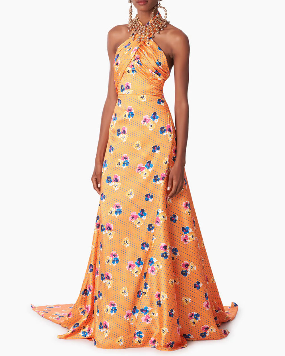 Marigold Floral Halterneck Gown