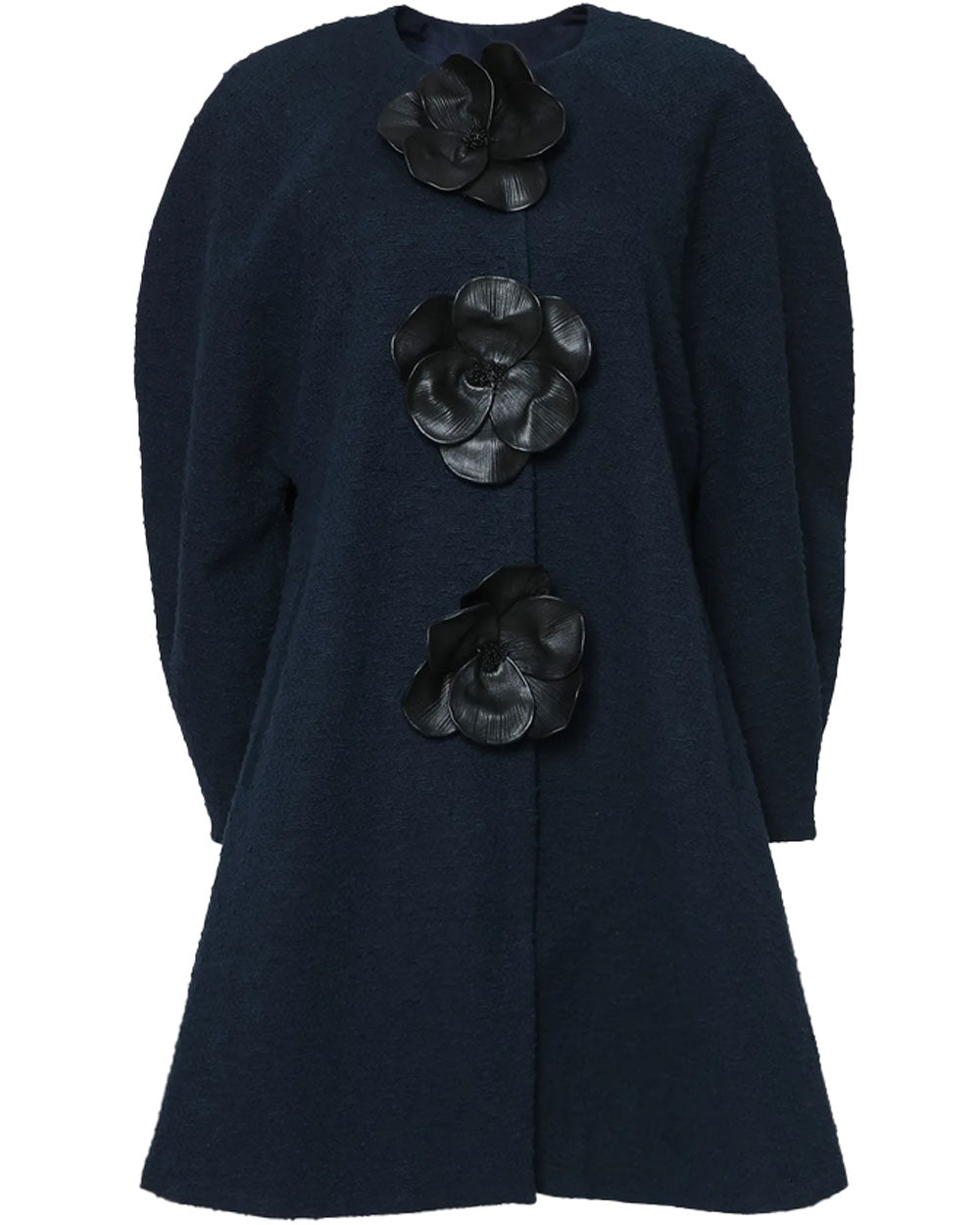 Midnight Boucle Floral A line Coat