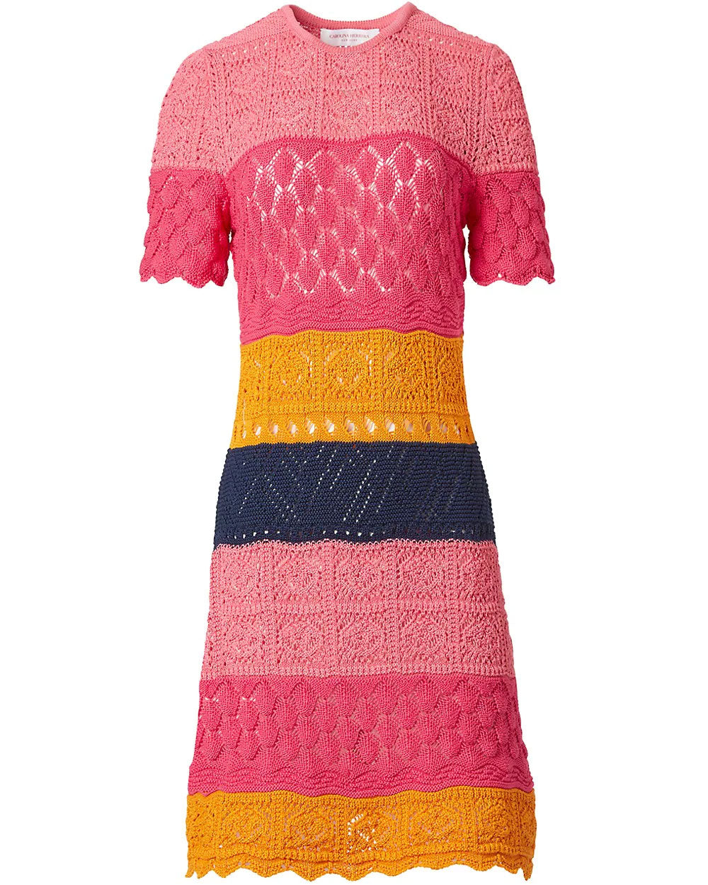 Multicolor Crochet Stripe Shift Dress