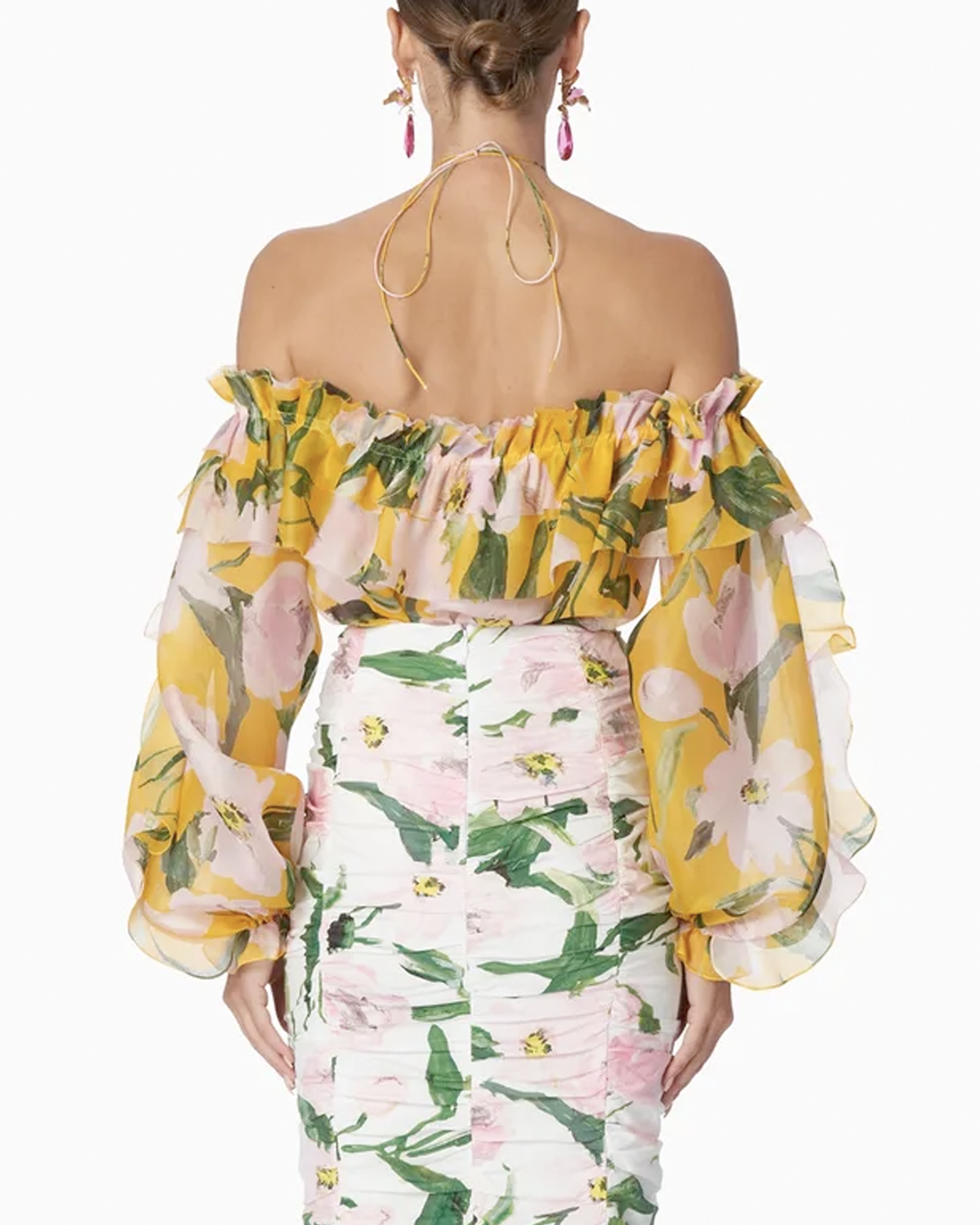 Taxi Cab Embroidered Halter Blouse