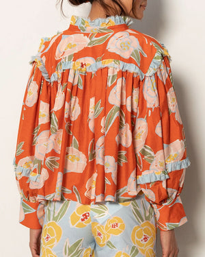 Red Peonies Fiore Blouse