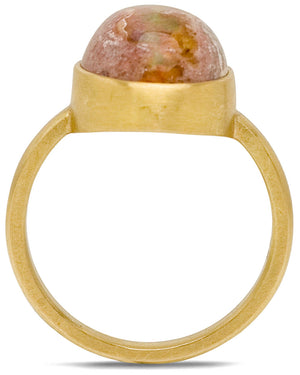 Yellow Gold Mexican Matrix Opal Medium Stone Ring