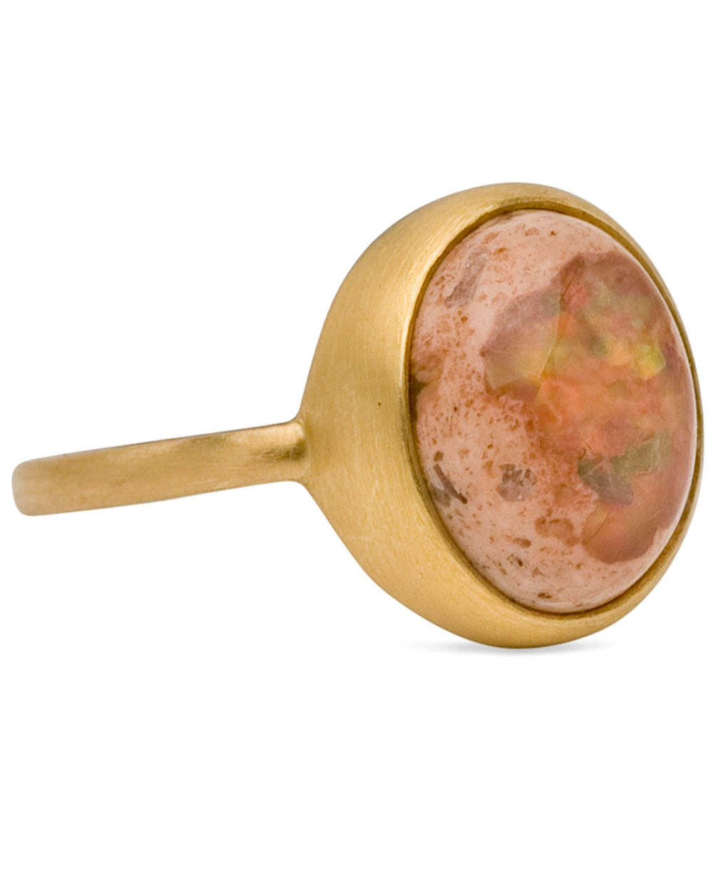 Yellow Gold Mexican Matrix Opal Small Stone Ring