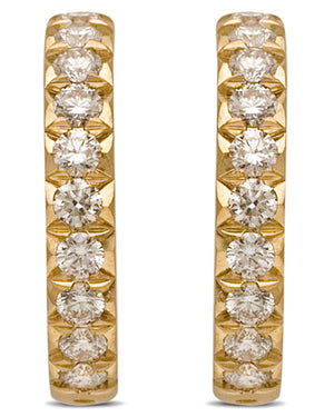 Yellow Gold Pave Diamond Small Hoop Earrings