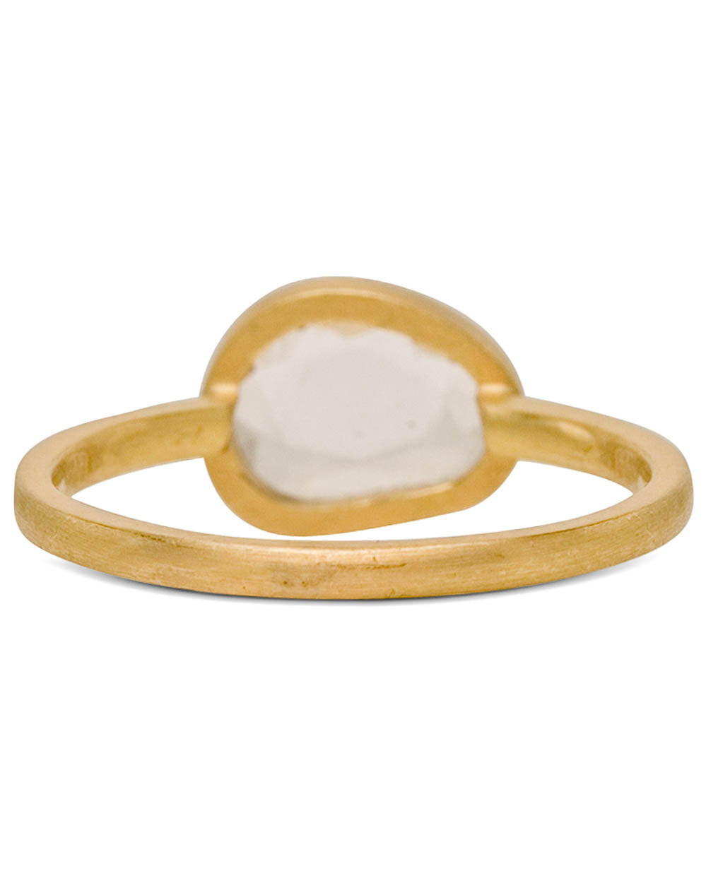 Yellow Gold Rose Cut Oblong White Sapphire Ring