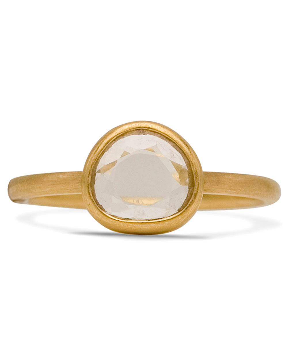 Yellow Gold Rose Cut Round White Sapphire Ring