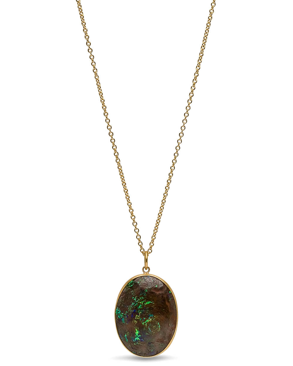 Yellow Gold Yowah Opal Oval Pendant Necklace
