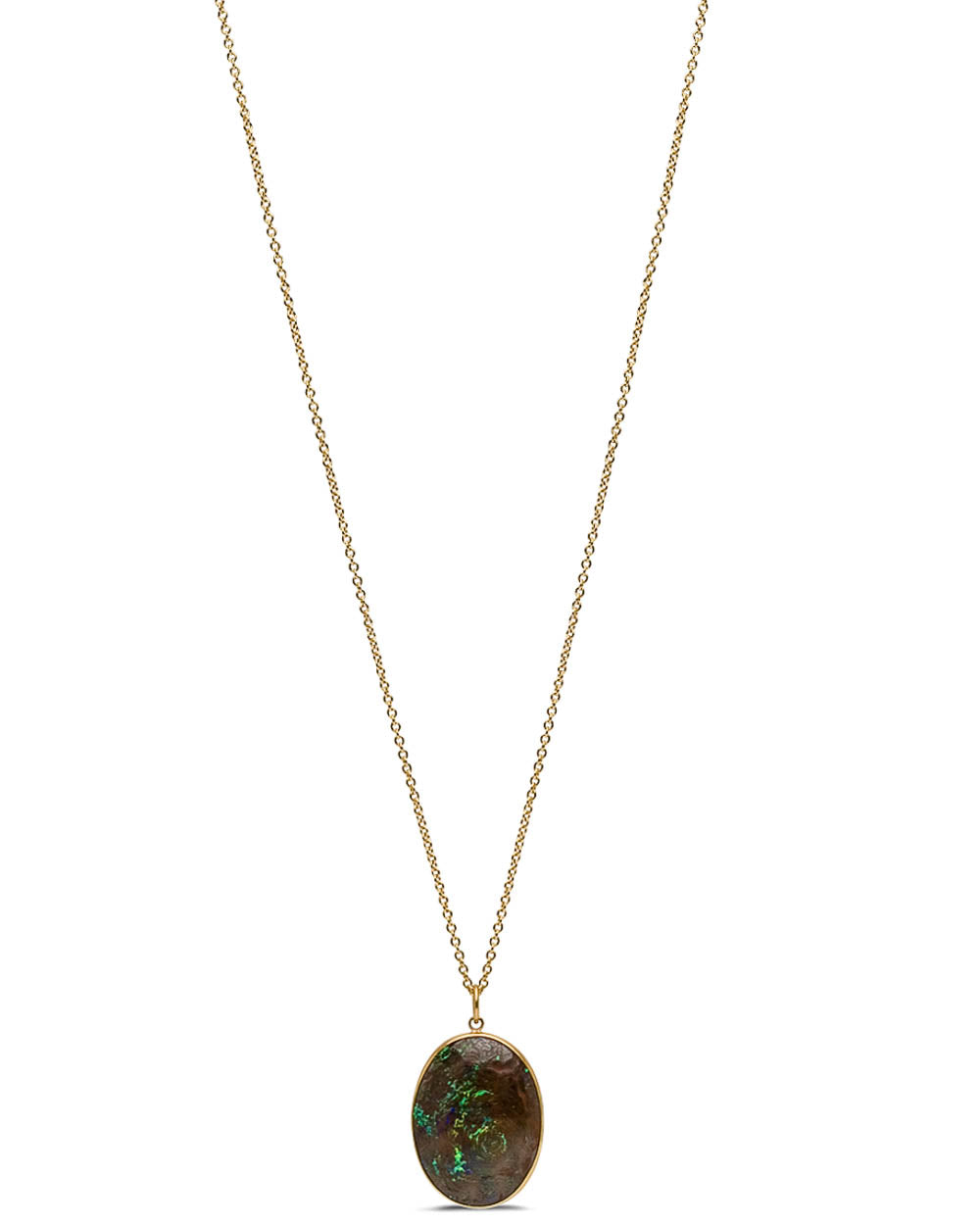 Yellow Gold Yowah Opal Oval Pendant Necklace
