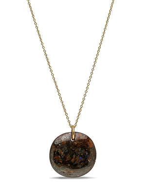 Yellow Gold Yowah Opal Pendulum Pendant Necklace