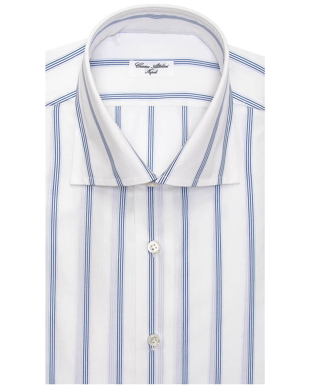 White and Blue Multi Stripe Dress Shirt