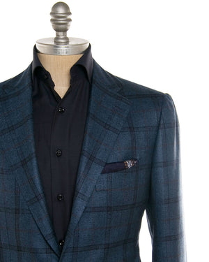 Blue with Navy and Rust Plaid Sportcoat