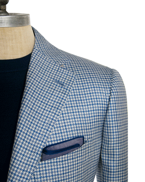 Blue and Light Blue Mini Houndstooth Sportcoat