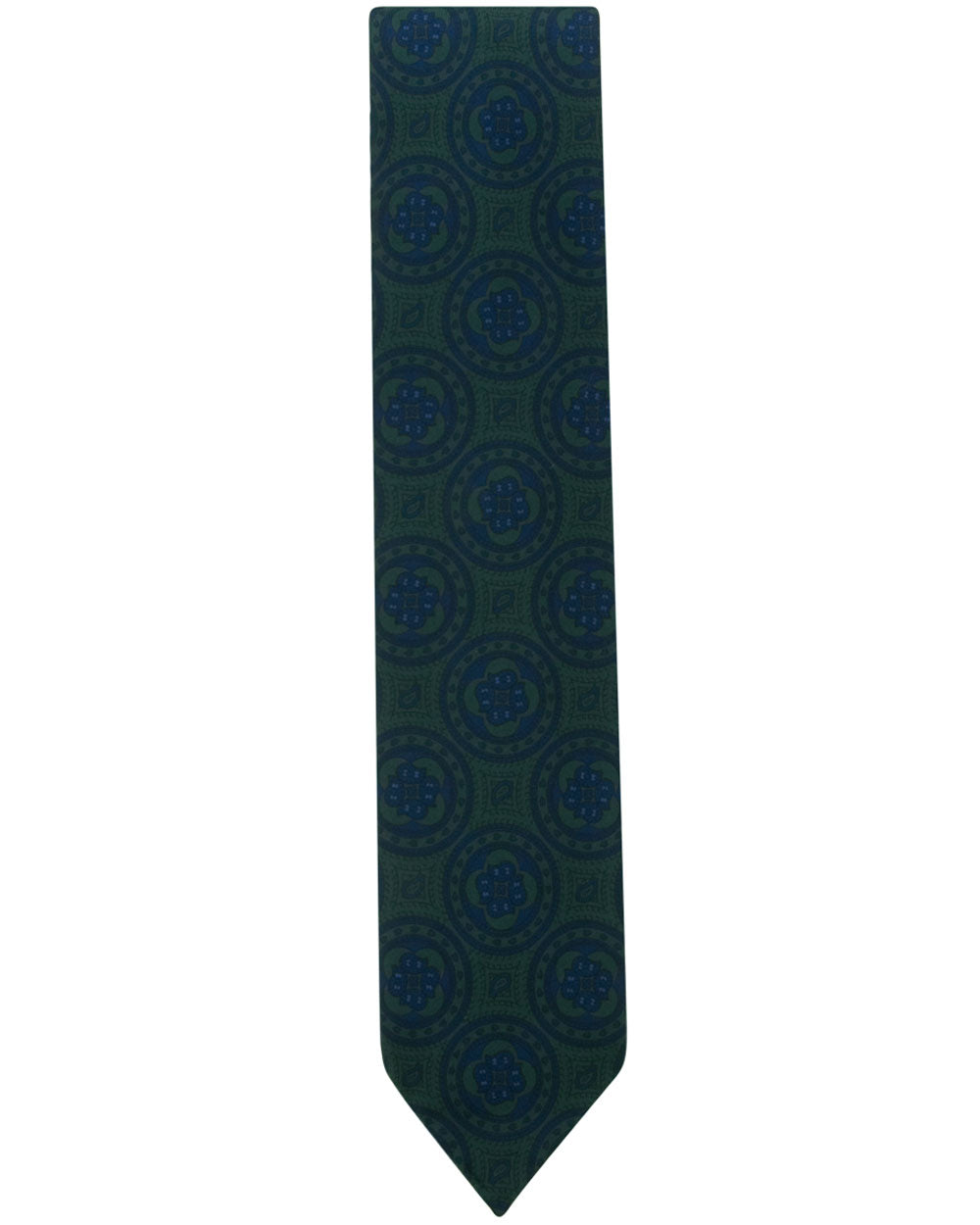 Dark Green and Blue Paisley Circle Tie