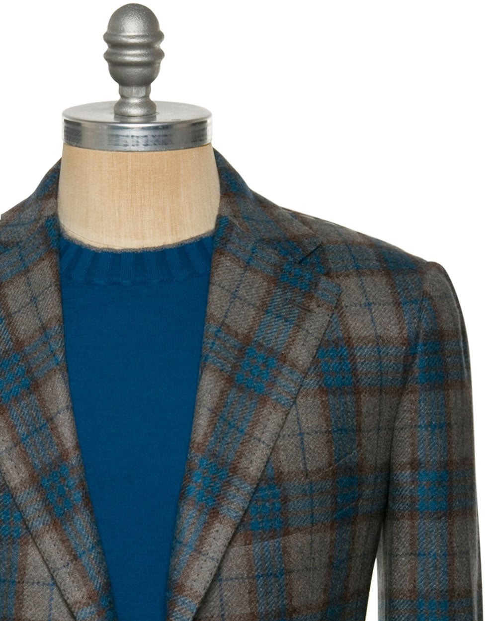 Grey and Peacock Blue Plaid Sportcoat