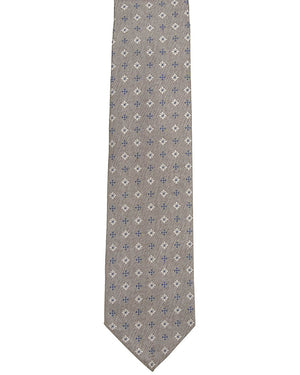 Grey with Blue and White Floral Tie