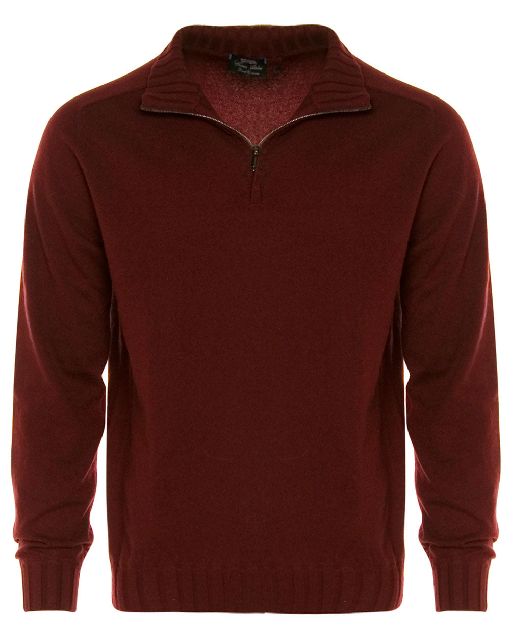 Maroon Cashmere Half Zip Sweater