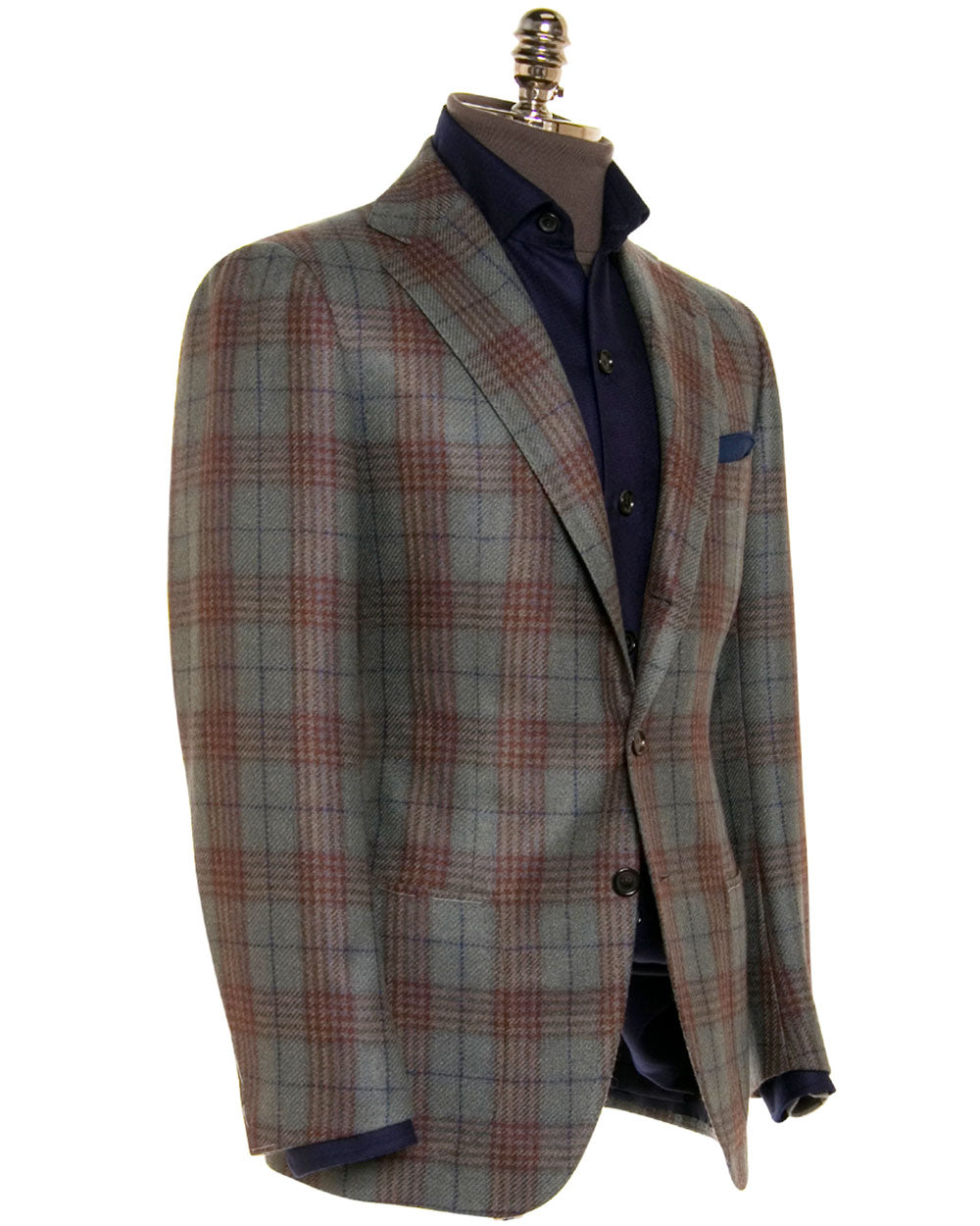 Moss Green with Rust and Blue Plaid Sportcoat