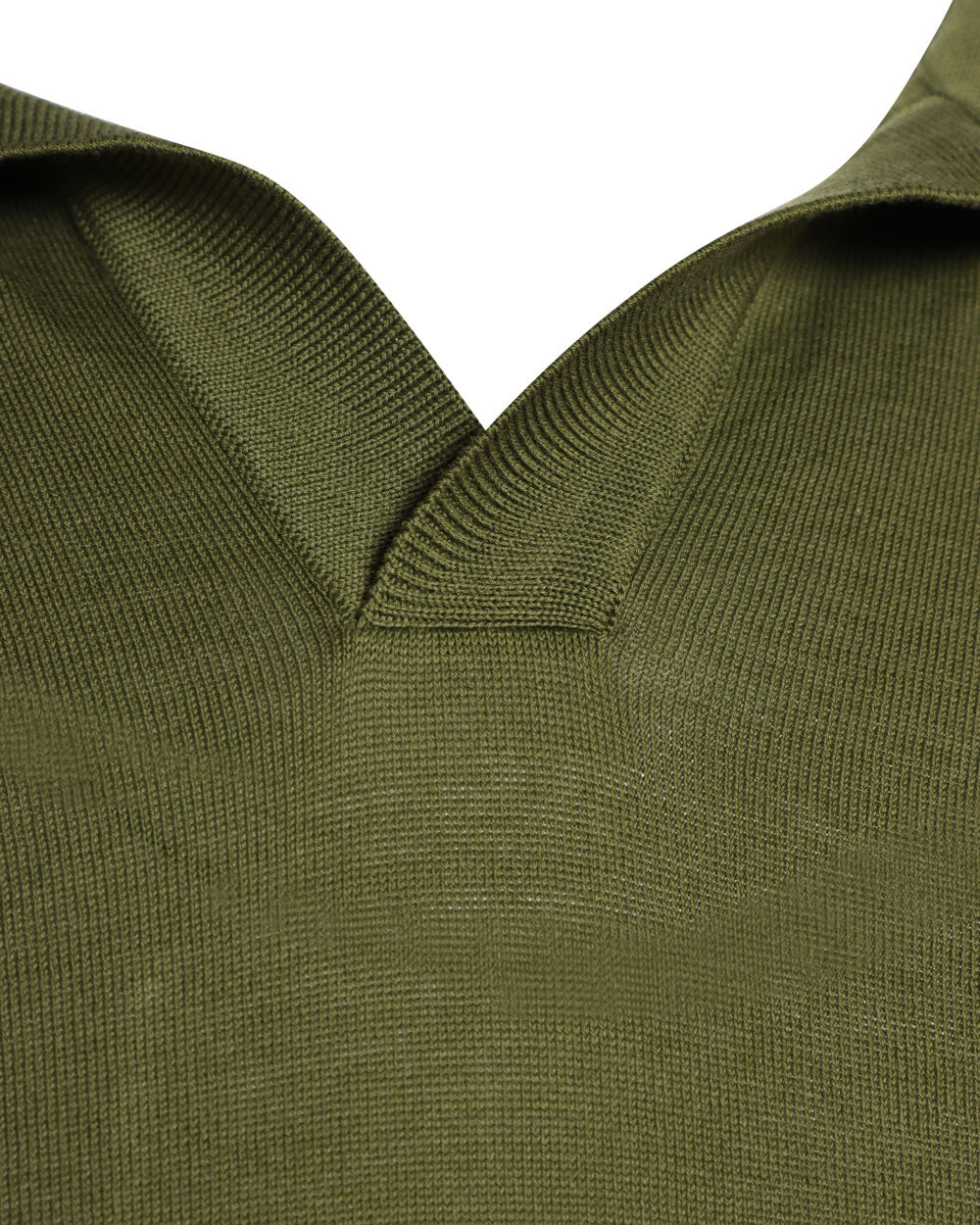 Olive Green Cotton Short Sleeve Johnny Collar Polo