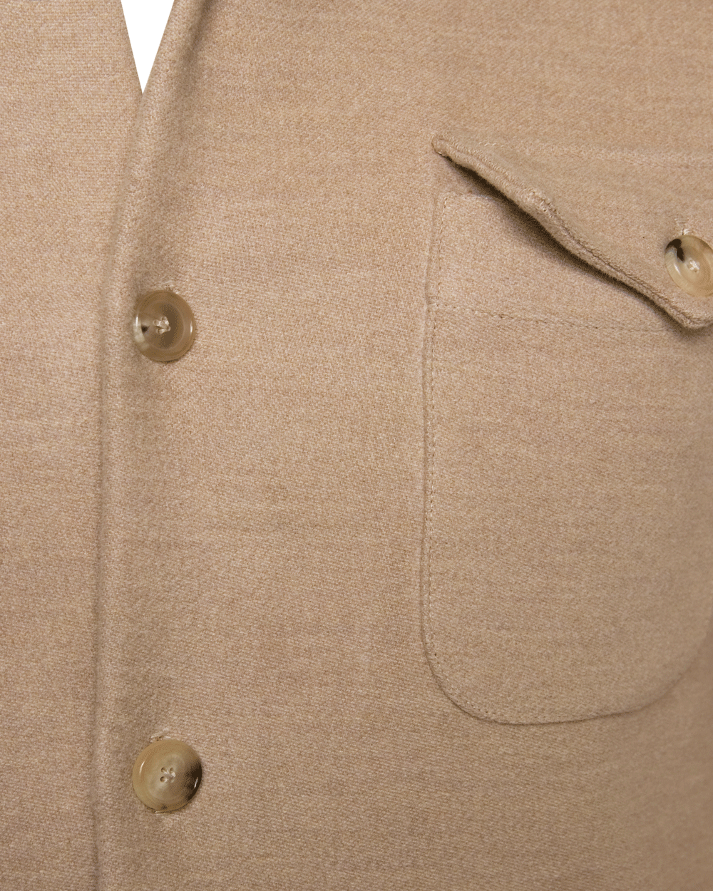 Tan Cotton and Cashmere Overshirt with Orange Lining
