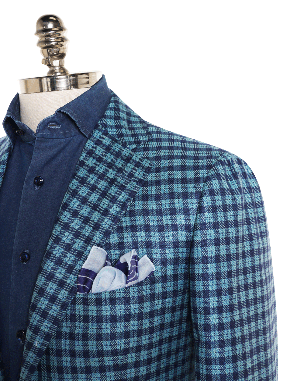 Teal and Navy Cashmere Blend Plaid Sportcoat
