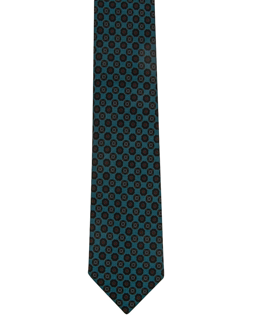 Teal with Navy and Red Medallion Tie