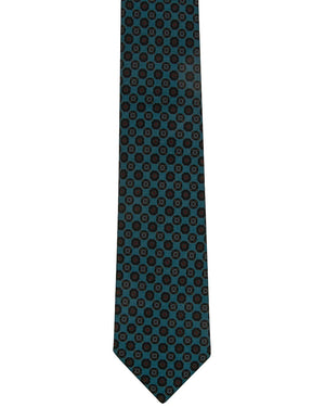 Teal with Navy and Red Medallion Tie