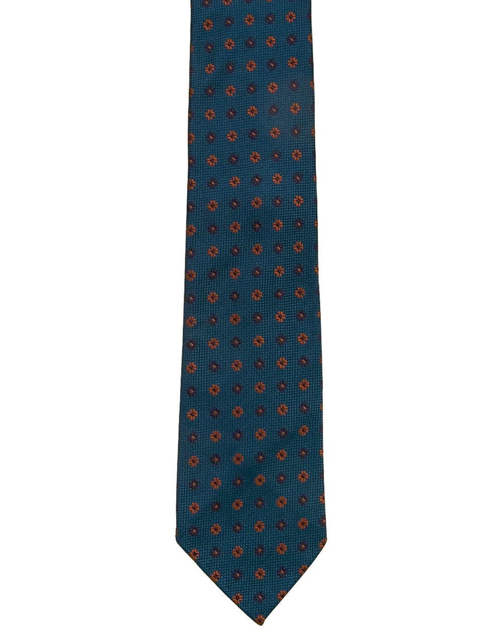 Teal with Navy and Rust Floral Tie