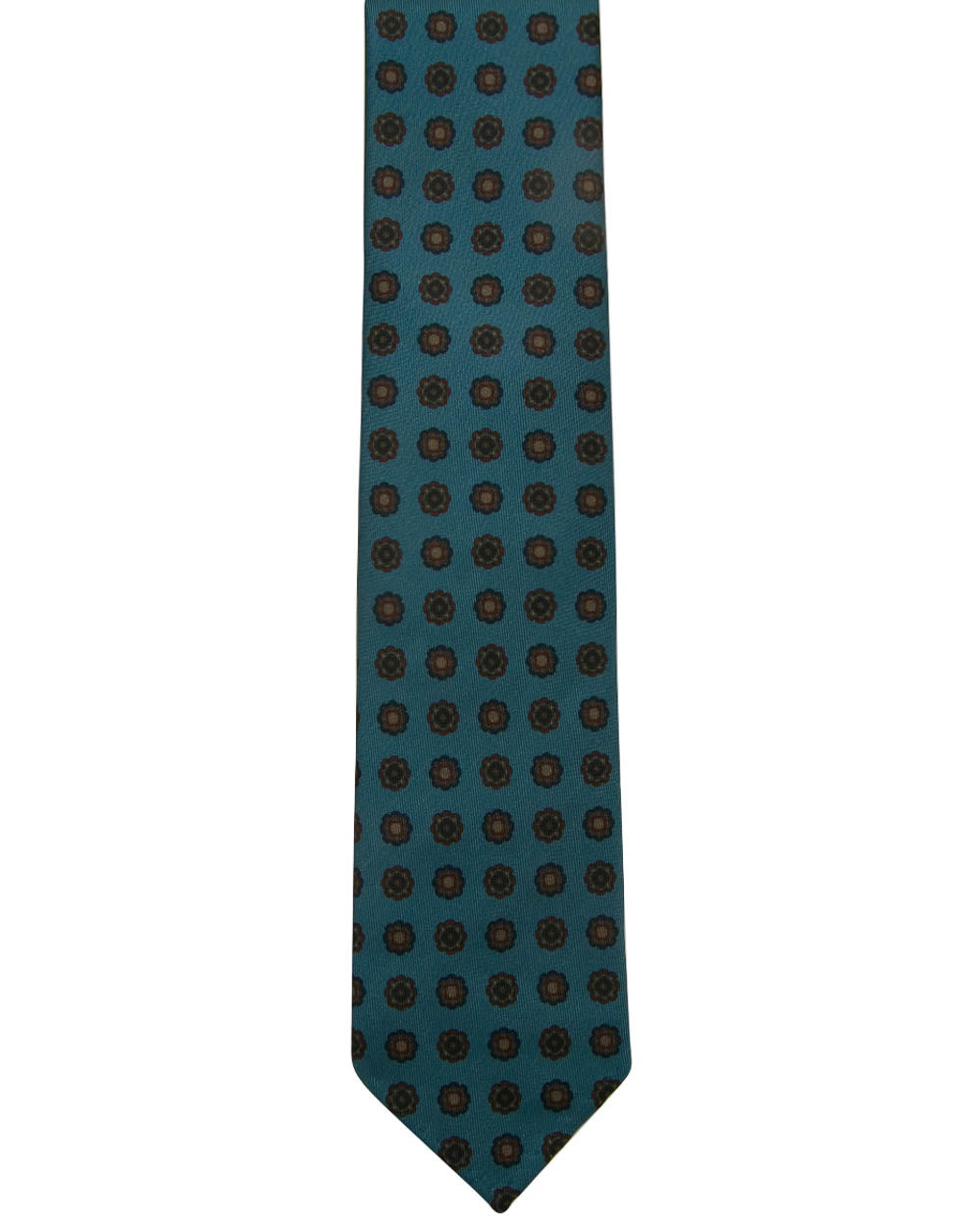 Teal with Navy and Rust Medallion Tie