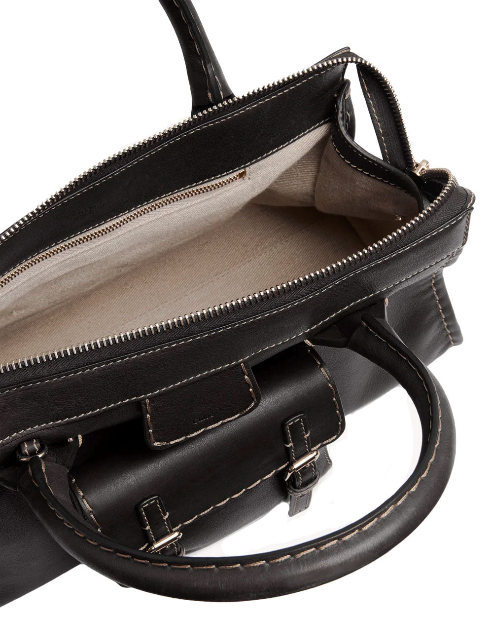 Medium Edith Satchel Bag in Black