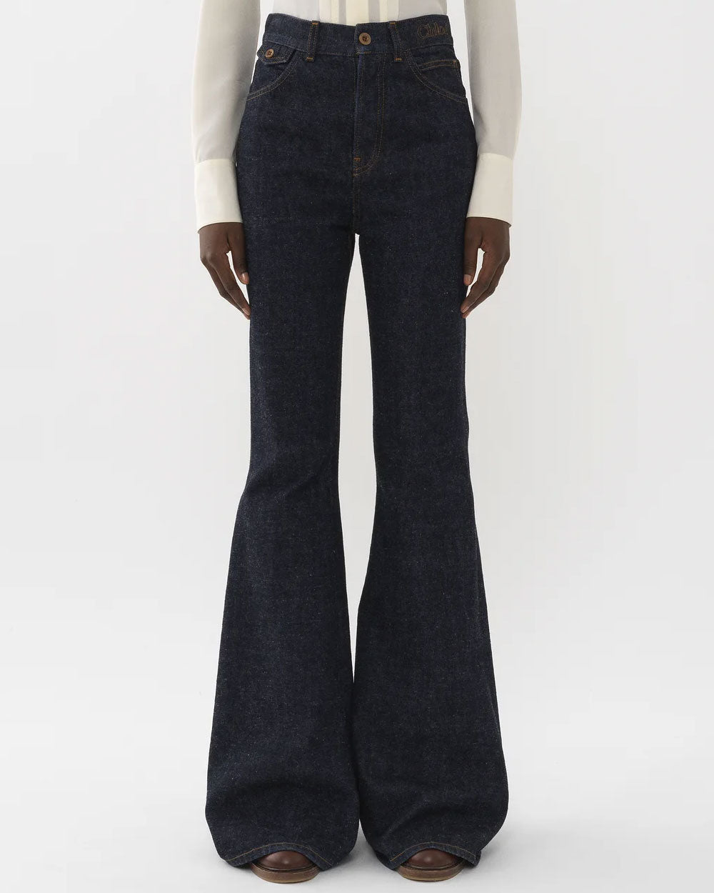 High Waisted Flare Jean in Iconic Navy