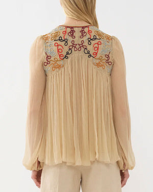 Secret Brown Embroidered Blouse