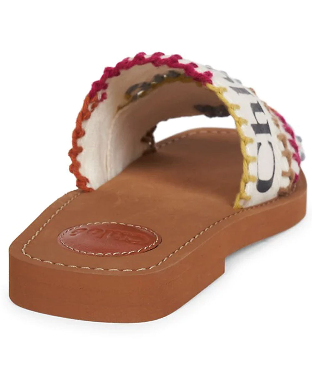 Chloé, Woody orange linen slide sandals