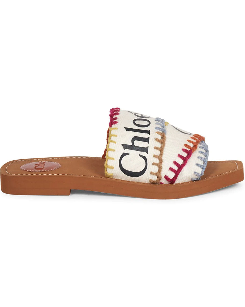 Woody Slide Sandal in White Multicolor