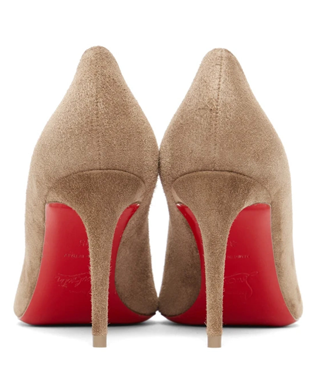 Kate 85mm Suede Red Sole Pumps in Fennec