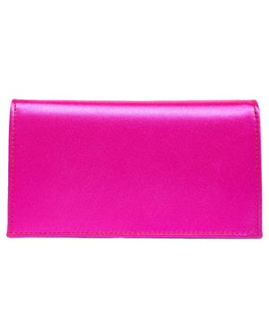 Small Loubi54 Satin Embellished Clutch in Holly Pink