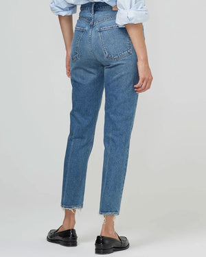 High Rise Straight Denim in Dimple