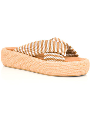 Andrewti Platform Sandal in White and Brown