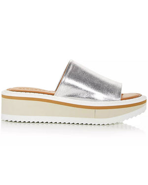 Fastie5 Wedge Slide Sandal in Silver