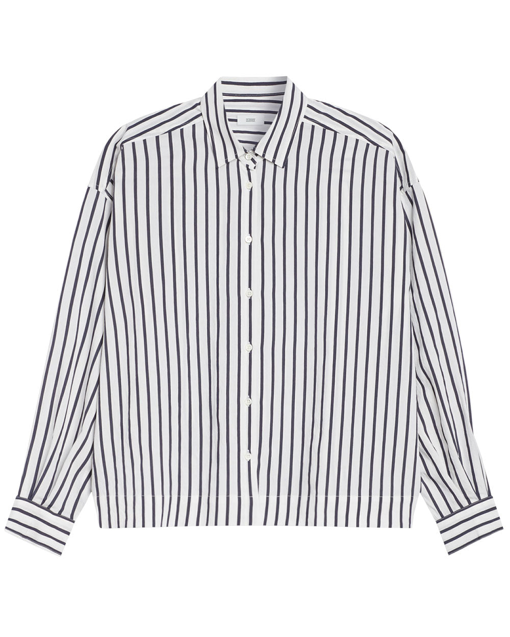 Dark Night Stripe Gathered Button Up Shirt