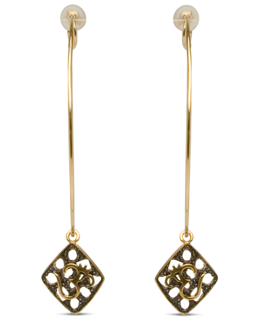 20k Yellow Gold Divinity Om and Peace Diamond Hoop Earring