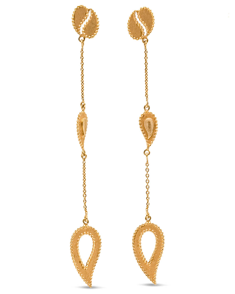 Yellow Gold Double Paisley Affinity Drop Earrings