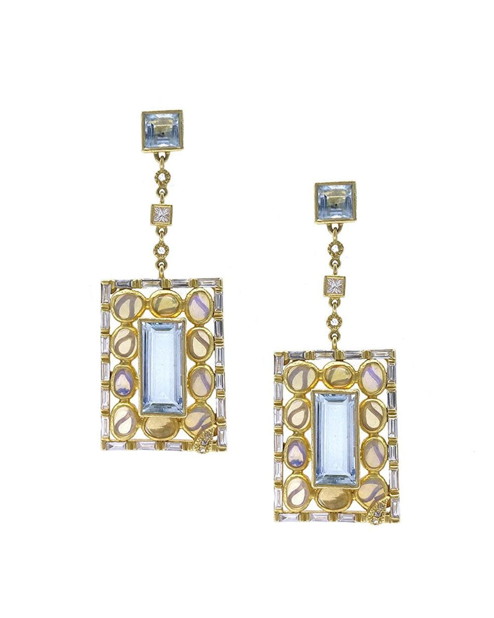 Affinity Aquamarine and Opal Drop Earrings