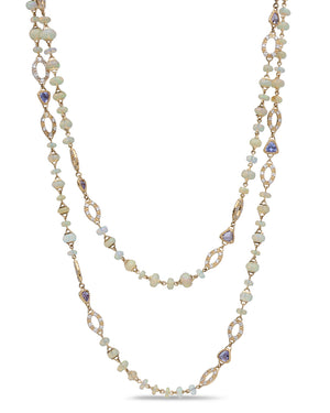 Opal and Tanzanite Pigtailed Necklace