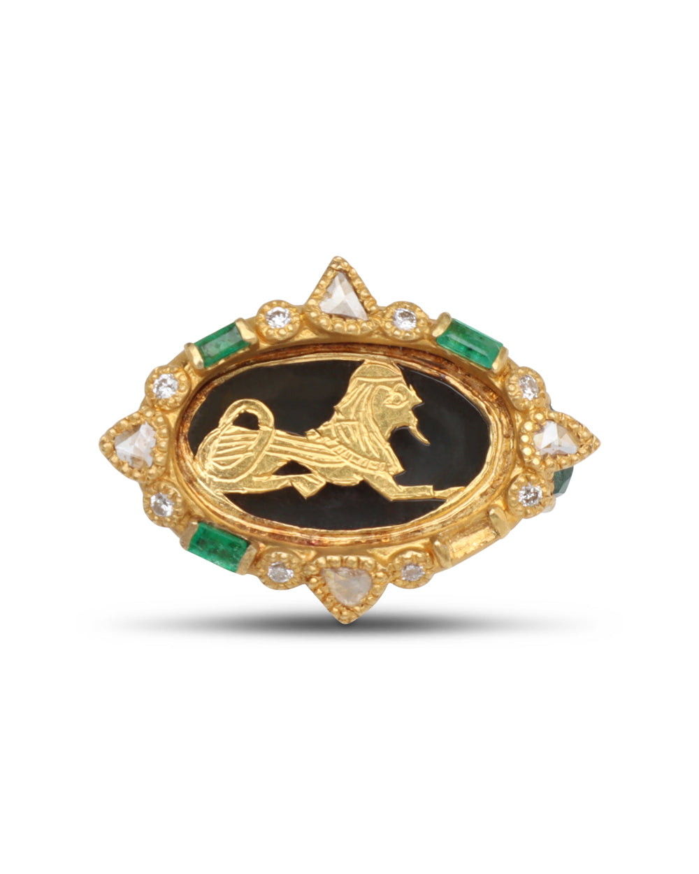 Thewa Emerald Sphinx Ring